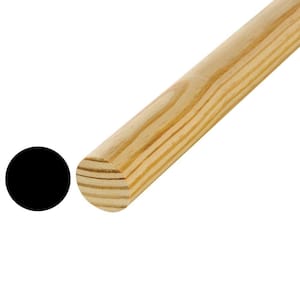 3/8 in. D x 3/8 in. W. x 36 in. L Hardwood Round Dowel Molding Pack 20-Pack