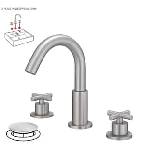 8 in. Widespread Double Handle High Arc Spout Bathroom Faucet in Brushed Nickel