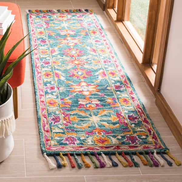 Aspen Turquoise/Purple 2 ft. x 5 ft. Border Area Rug