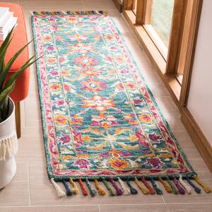 Aspen Turquoise/Purple 2 ft. x 9 ft. Border Runner Rug