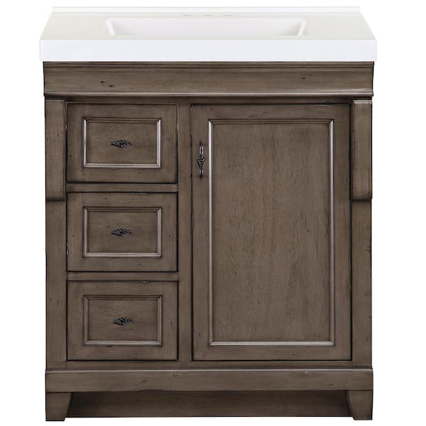Naples 31 in. Single Sink Distressed Gray Bath Vanity with White Cultured Marble Top (Assembled)