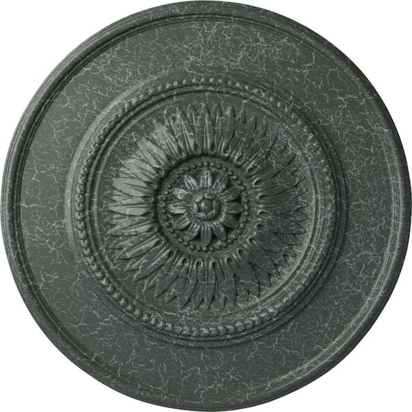 Ekena Millwork 23-1/2" x 2-3/4" Floral Urethane Ceiling Medallion, Athenian Green Crackle