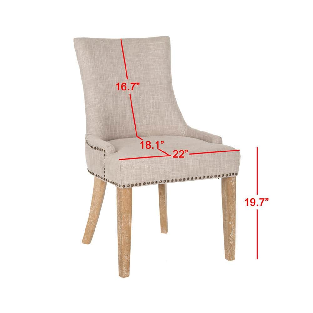 Gray Linen Upholstered Parsons Dining Chairs with Wood Legs, Set of 2