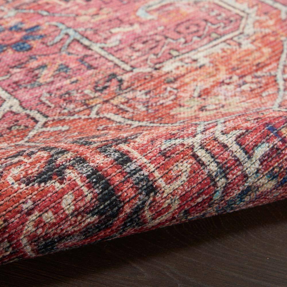 Brick Red Floral Cotton Chenille Runner Rug 2'2" x 12'