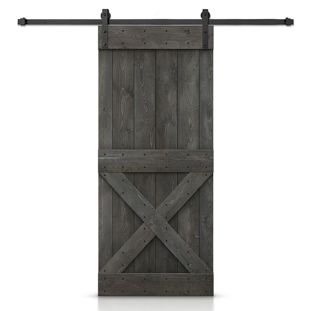 22 in. x 80 in. Mini X Series Carbon Gray Stained DIY Wood Interior Sliding Barn Door with Hardware Kit price history on PriceWatchPro