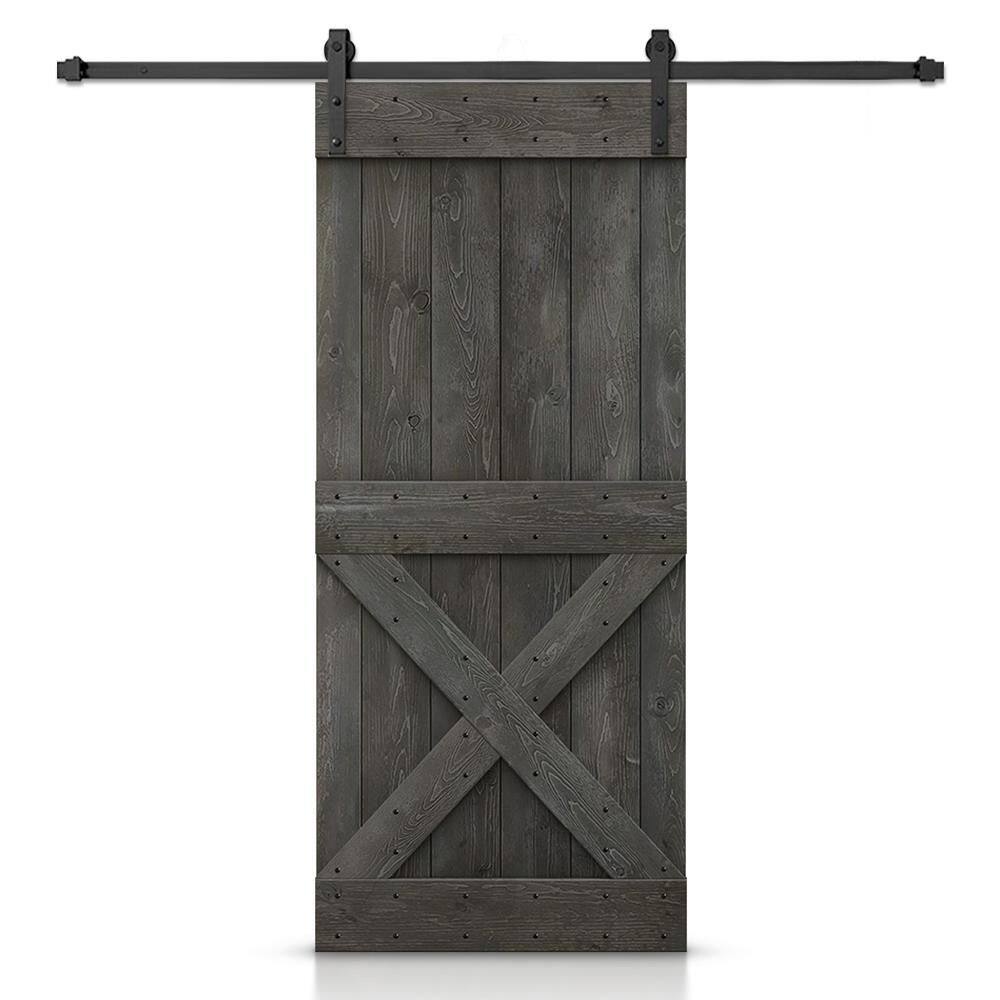 36 in. x 80 in. Mini X Series Carbon Gray Stained DIY Wood Interior Sliding Barn Door with Hardware Kit price history on PriceWatchPro