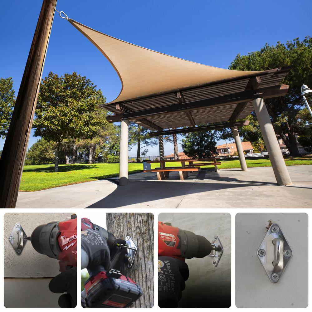 10 Inch Stainless Steel Triangle Sun Shade Sail Installation Kit