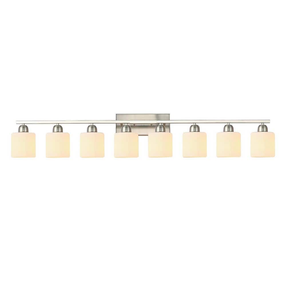 51.6 in. 8-Light Modern Chrome Bathroom Vanity Wall Light with Frosted Glass Shades price history on PriceWatchPro