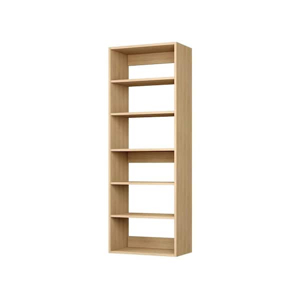 Vista Collection 21 in. W Natural Oak Closet Kit-Shelf Closet Tower Wall Mounted 6-Shelf Wood Closet System