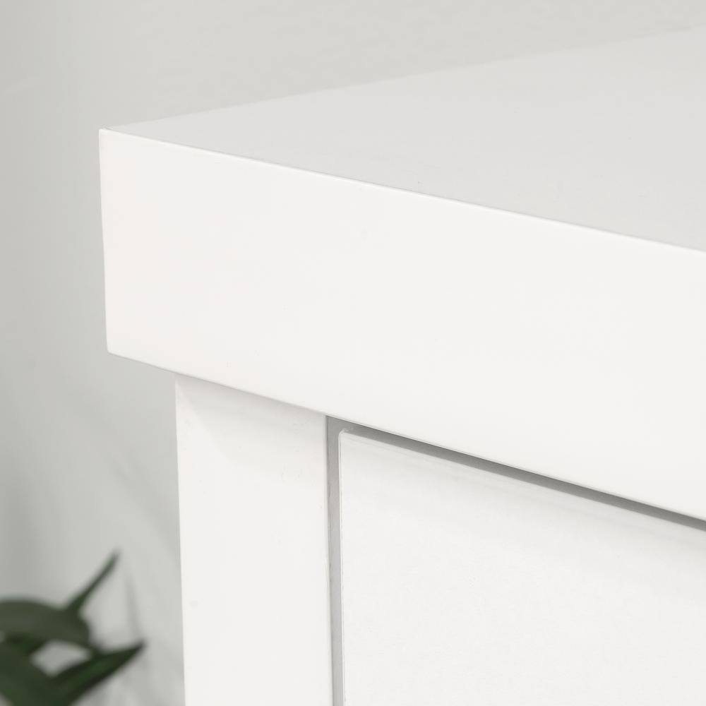 White Adjustable Wood Bookcase with Sliding Door