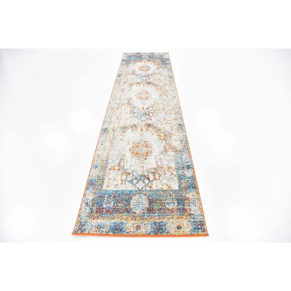Venice Collection Luxe Beige Abstract Runner Rug 2'7" x 10'