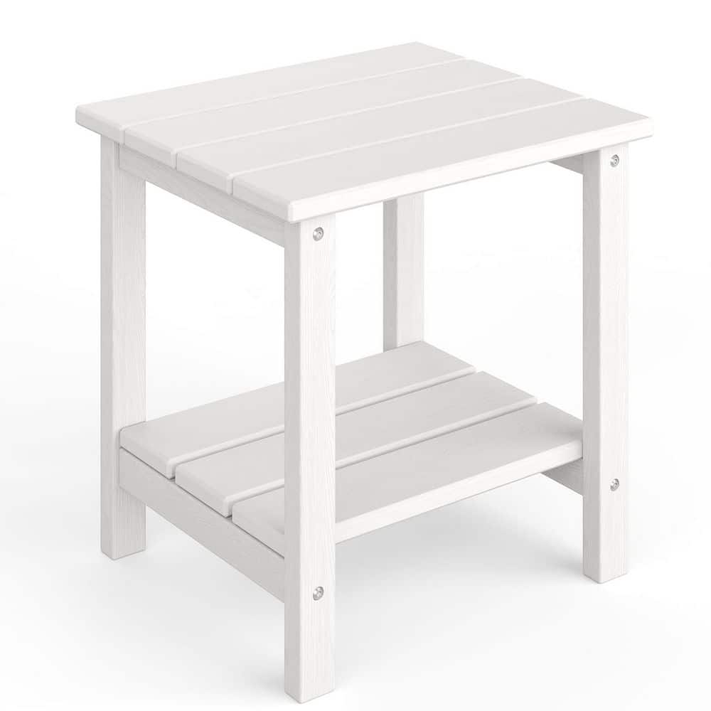 White Plastic HDPE 2-Tier Patio Outdoor Side Table, All-Weather Adirondack End Table for Patio Pool Deck Indoor Backyard price history on PriceWatchPro