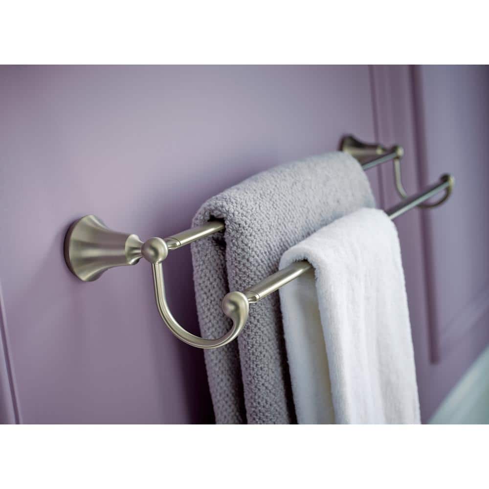 Brushed Nickel 24" Double Wall Mounted Towel Bar