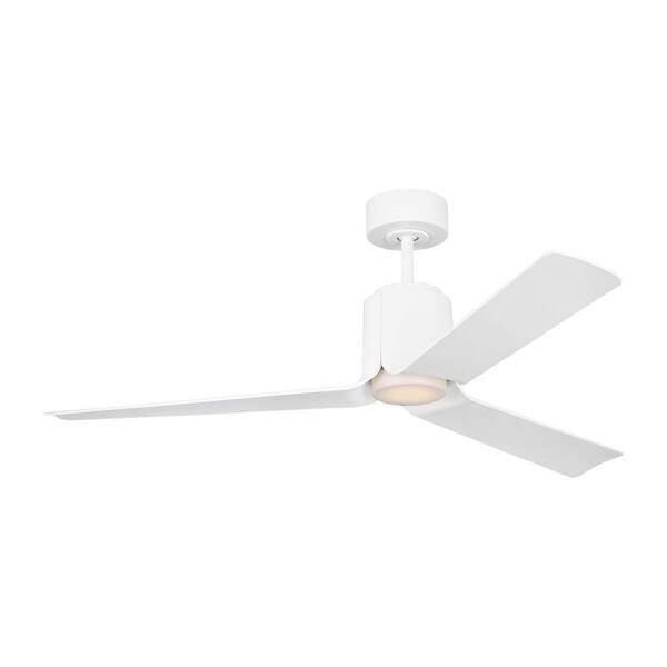 Peel Smart 52 in. Matte White Downrod Mount StandardCeiling Fan with LED Light Kit and Remote
