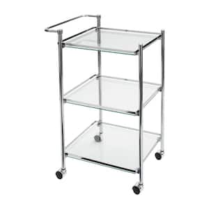 Tempered Glass Rolling Serving Cart