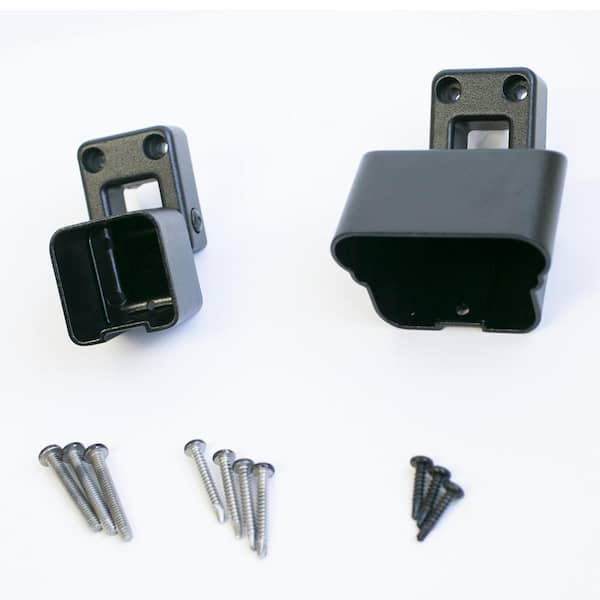 Pegatha Plus Black Aluminum Textured Stair Bracket Kit (Top and Bottom Bracket with Necessary Screws)