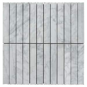Natural White Concave 11.82 in. x 11.82 in. Brick Joint Polished Marble Mosaic Tile (9.7 sq. ft./Case)