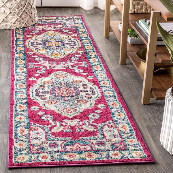 JONATHAN Y Bohemian FLAIR Boho Vintage Medallion Pink/Cream 2 ft. 3 in. x 8 ft. Runner Rug