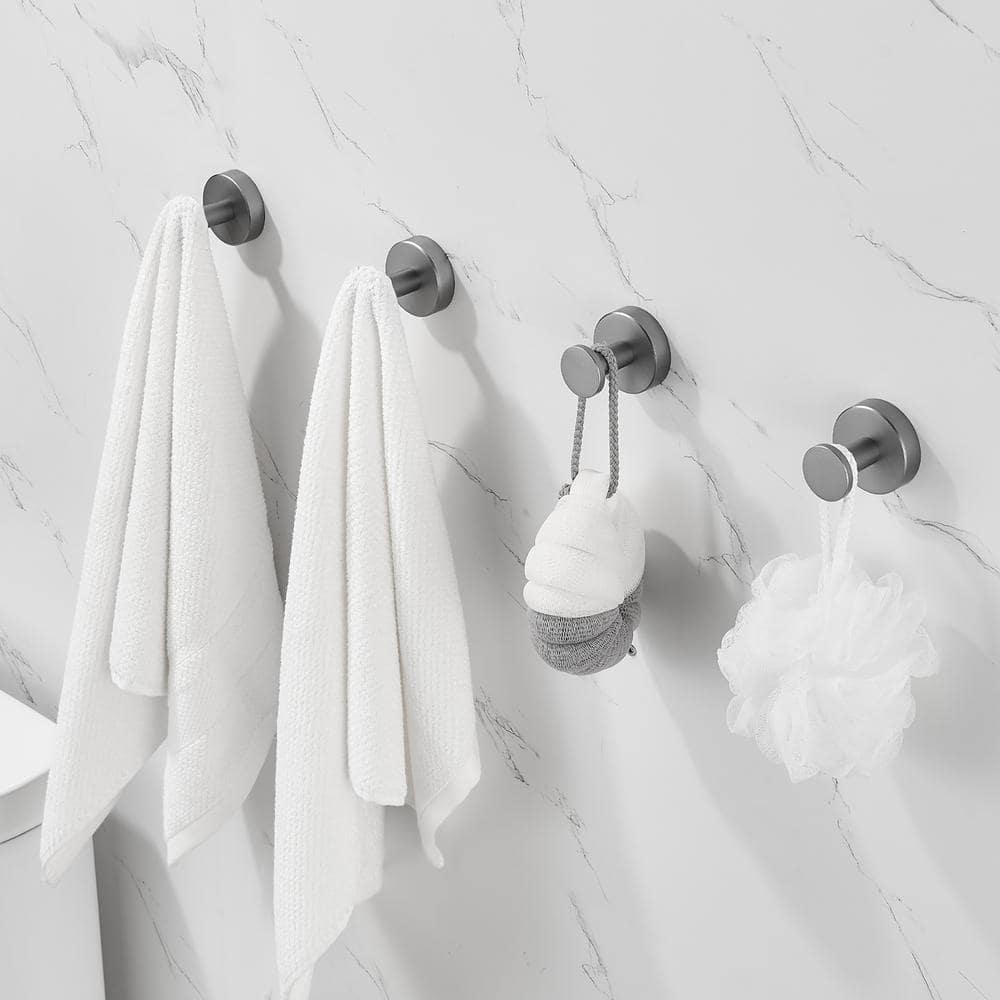 Gray Space Aluminum Wall Mounted Towel Hooks, 2-Pack