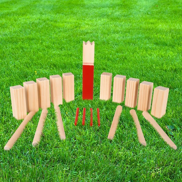 Briljant Missend Botsing Hey! Play! Outdoor Wooden Kubb Viking Chess Game HW3500101 - The Home Depot