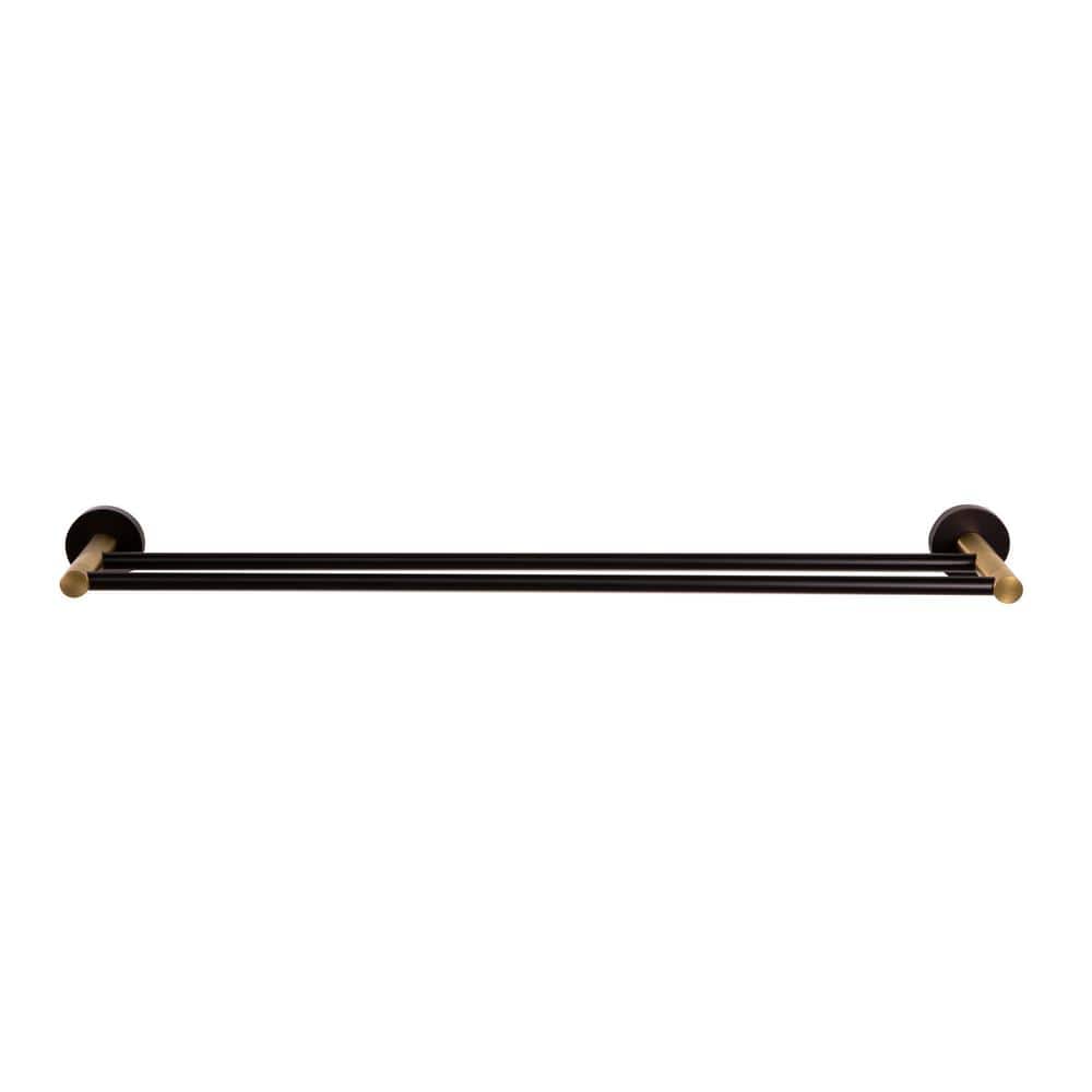 Kelton Matte Black and Satin Gold Double Towel Bar 24"