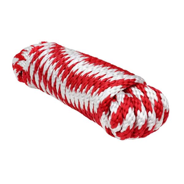 Extreme Max Solid Braid MFP Utility Rope - 3/8 in. x 100 ft., Red/White