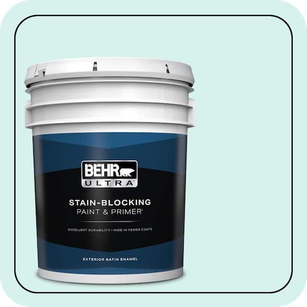 BEHR ULTRA 5 gal. #P450-1 Sea Ice Satin Enamel Exterior Paint & Primer