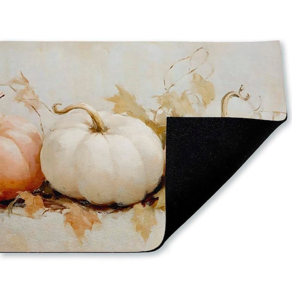 Classic Pumpkin Trio Orange 18 in. x 30 in. Polyester Non-Slip Outdoor Door Mat