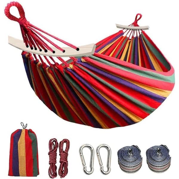 8.5 ft. 2 Person Cotton Canvas Hammock 450lbs Portable Camping