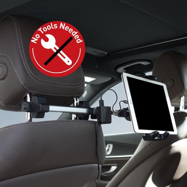 Macally Car Headrest Tablet Holder with Car Food Tray - for Phones and
