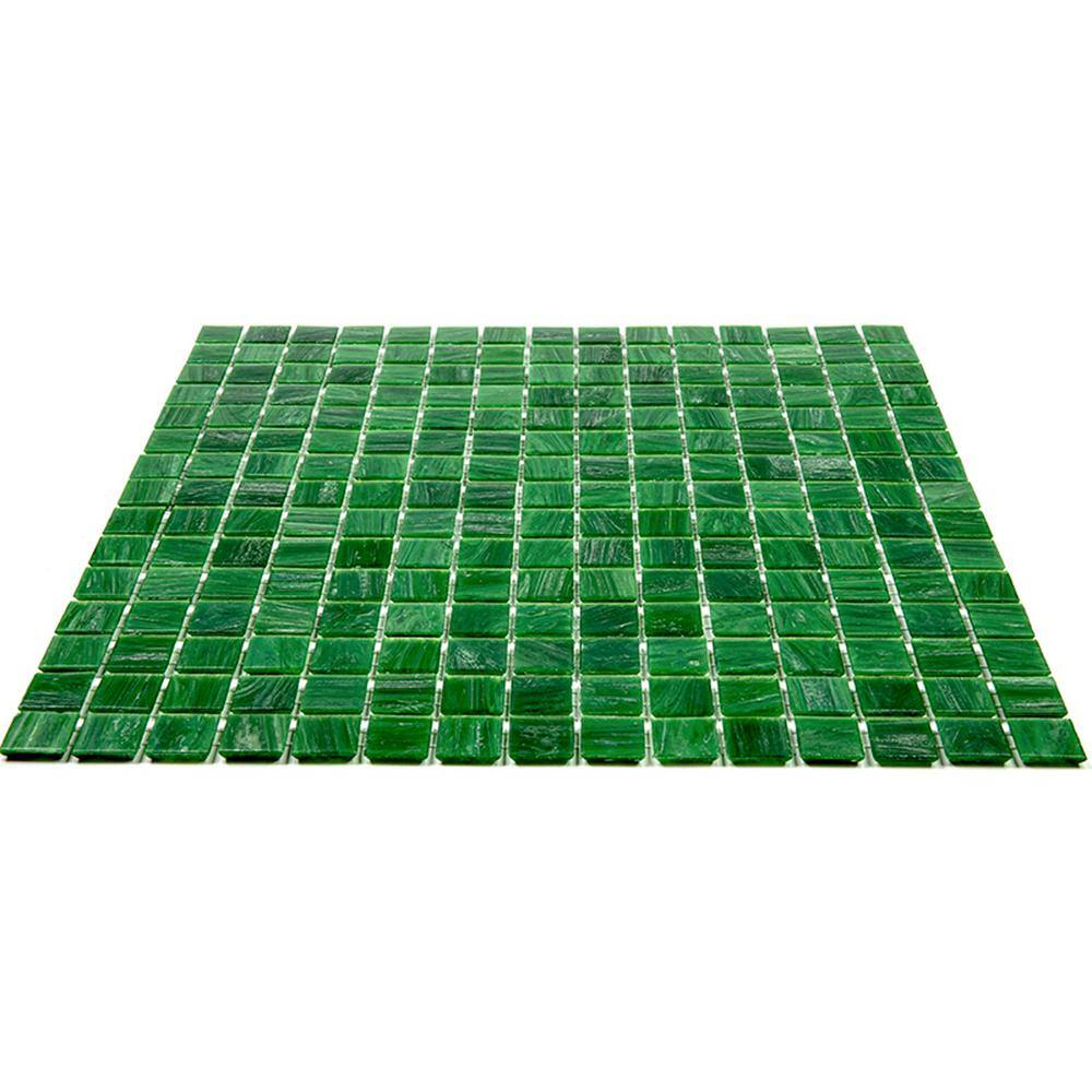 Kelly Green 12" x 12" Glossy Glass Mosaic Tile