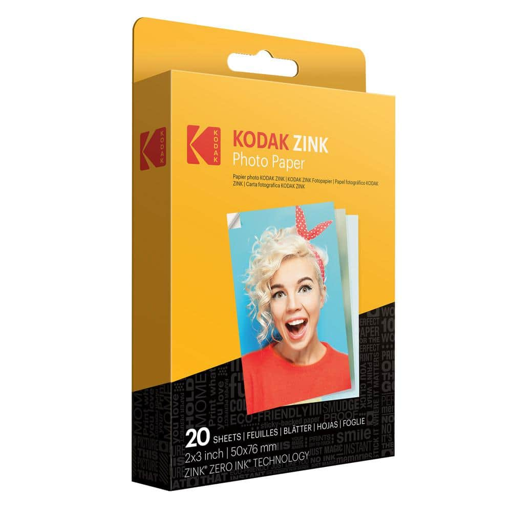 Kodak 2 in. x 3 in. Premium Sticky-Backed Zink Photo Paper - 20 Sheets