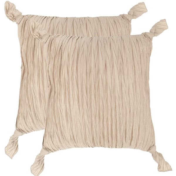 SAFAVIEH Ruche Knots Taupe 20 in. x 20 in. Throw Pillow Set of 2