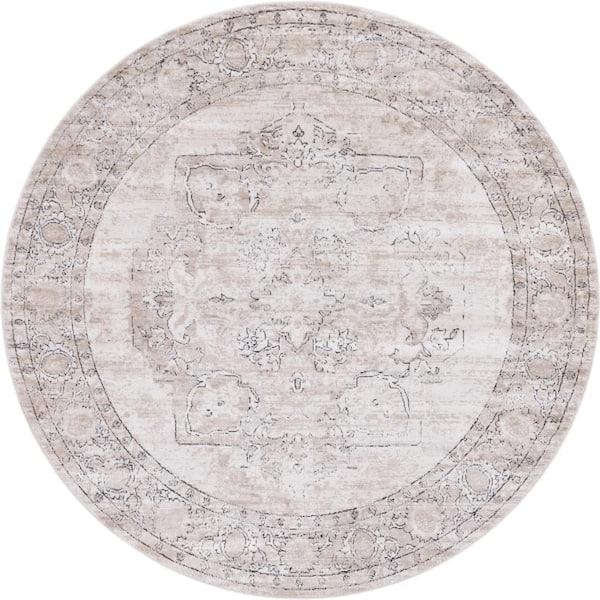Unique Loom Portland Canby Ivory/Beige 7 ft. x 7 ft. Round Area Rug