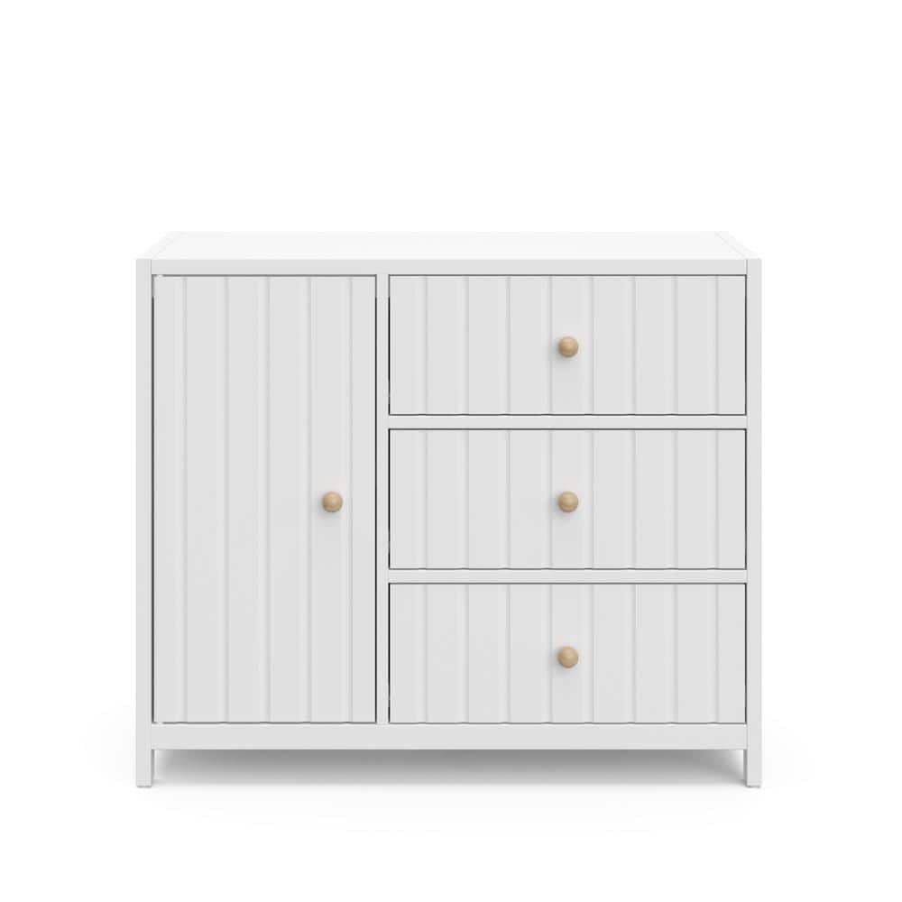White GREENGUARD Certified 3-Drawer Combo Nursery Dresser
