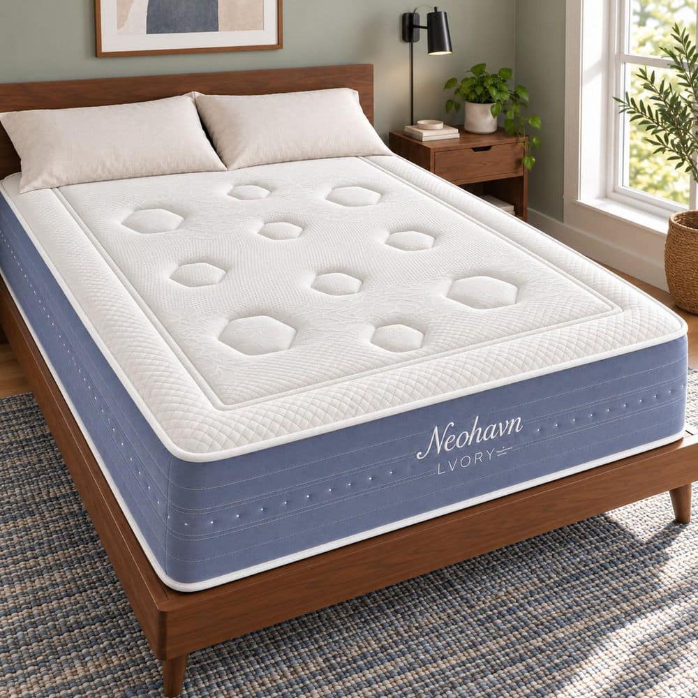 12 in. King Medium Firm Hybrid Gel Memory Foam Mattress, CertiPUR-US Certified, with Breathable Tight Top Blue