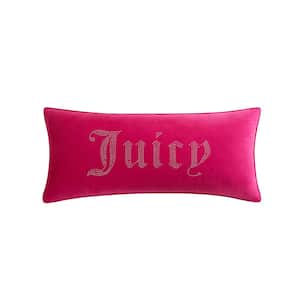 Silver Rhinestone Hot Pink 16 in. x 36 in. Throw Pillow