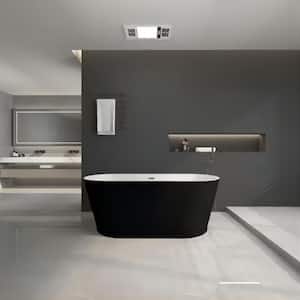 Moray 67 in. L x 31 in. W Acrylic Flatbottom Freestanding Soaking Bathtub with Chrome Overflow and Drain in Black