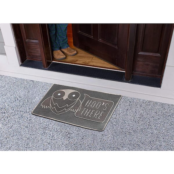 Howarmer Brown Door Mats Outdoor, Durable Rubber Welcome Mats Entryway,  Patio, 29×17 