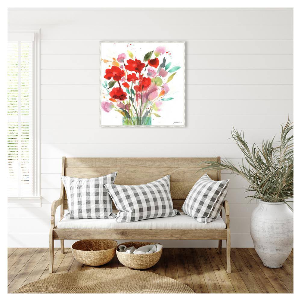 Remembrance Abstract Floral Canvas Print with White Floater Frame
