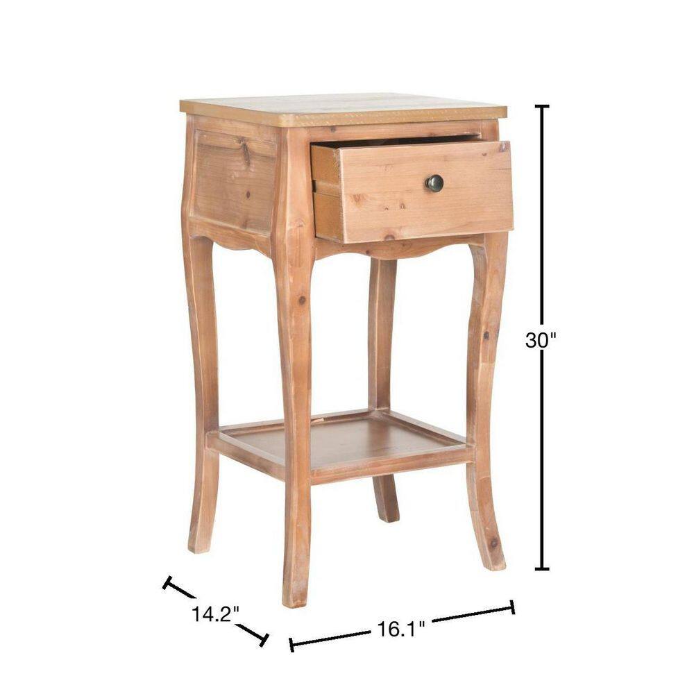 Transitional Black/Brown Fir Wood End Table with Storage