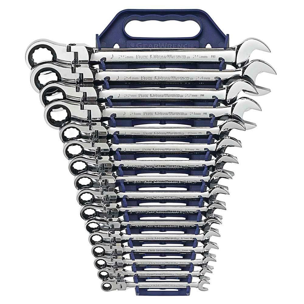 GEARWRENCH 25 Piece 12 Point Flex Head Ratcheting Combination SAE/Metric  (11/32 15/16 in., 19 mm) Wrench Set with Wrench Racks 867＿並行輸入品 