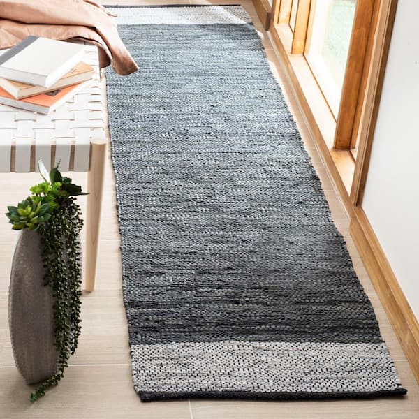 Vintage Leather Gray/Silver 2 ft. x 6 ft. Solid Runner Rug