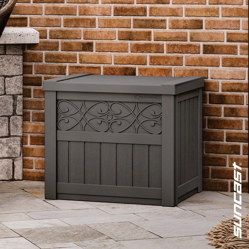 Suncast 22 Gal. Stoney Gray Weather Resistant Plastic Resin Deck Box ...