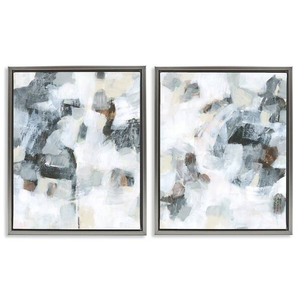 Grey Faded Abstraction by June Erica Vess 2-Pieces Gray Floater Frame Abstract Graphic Art Print 21 in. x 17 in.