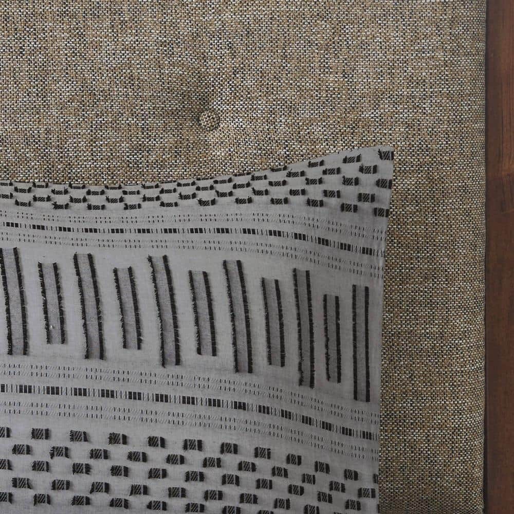 Full/Queen Gray Cotton Jacquard Duvet Cover Set with Textured Accents