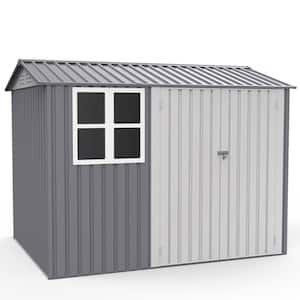 8 ft. W x 6 ft. D Gray Metal Shed with Window and Lockable Door and Drainage Holes (48 sq. ft.)