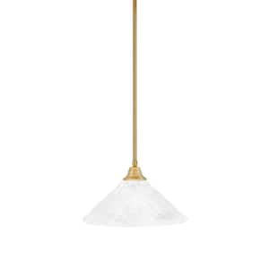 Sparta 100-Watt 1-Light New Age Brass Stem Pendant Light with Italian Bubble Glass Shade and Light Bulb Not Included