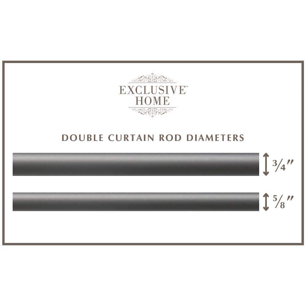 Gunmetal Adjustable Double Curtain Rod Set with Iron Finials