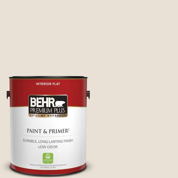 BEHR PREMIUM PLUS 1 gal. #730C-1 White Clay Flat Low Odor Interior Paint & Primer